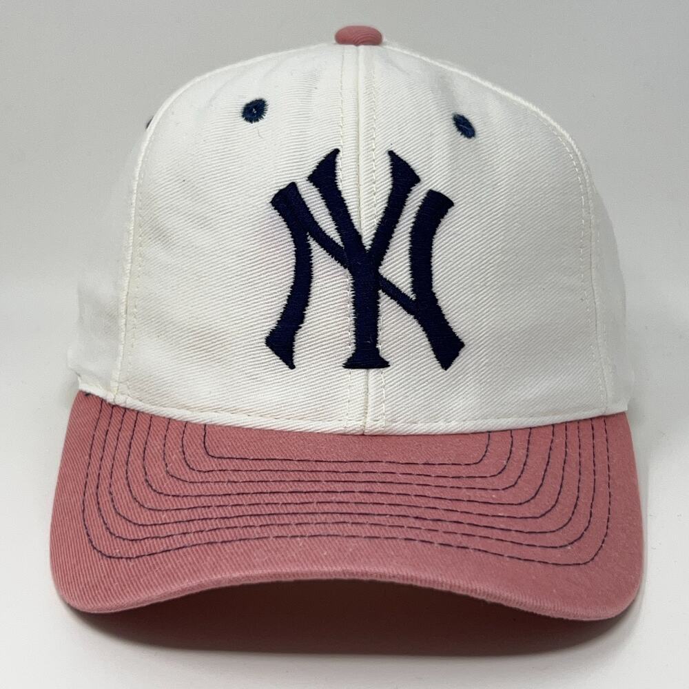 Vintage 90s New York NY Yankees Hat Baseball Cap MLB Snapback White 6 Panel